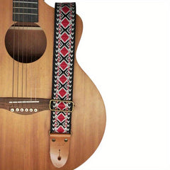 Embroidered PU Leather Jacquard Shoulder Strap for Guitars