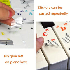 Piano Keyboard Stickers - 88 61 54 49 37 Keys - Large Letter Piano