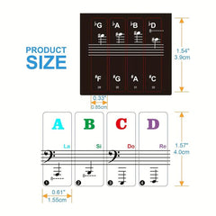 Piano Keyboard Stickers - 88 61 54 49 37 Keys - Large Letter Piano