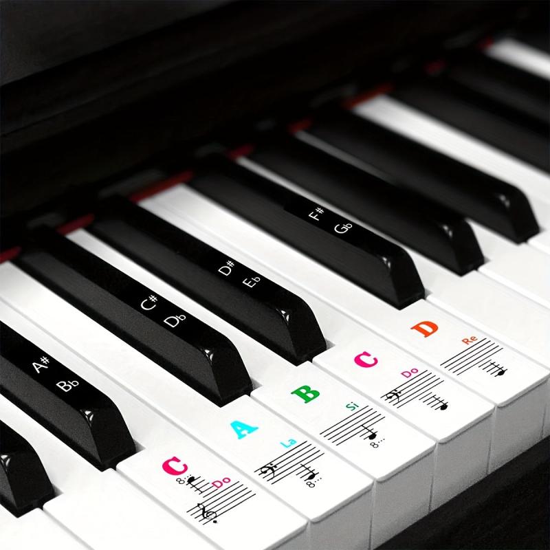 Piano Keyboard Stickers - 88 61 54 49 37 Keys - Large Letter Piano