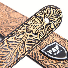 35 Cm Guitar Strap PU Leather Adjustable Embroidered Belt For Classical Bass