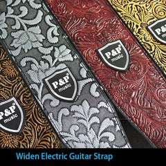 35 Cm Guitar Strap PU Leather Adjustable Embroidered Belt For Classical Bass
