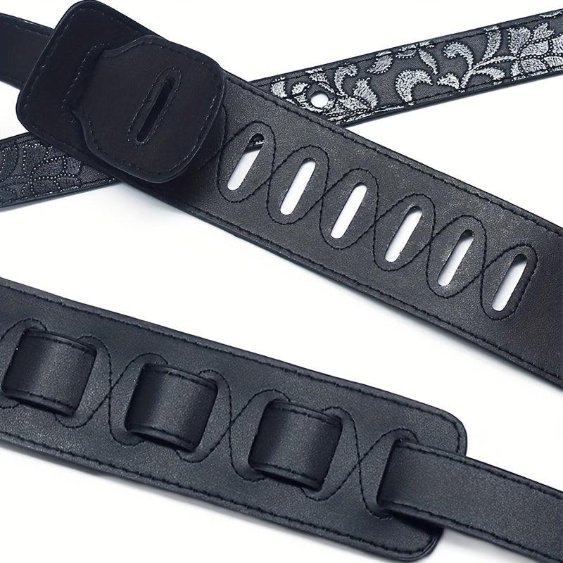 35 Cm Guitar Strap PU Leather Adjustable Embroidered Belt For Classical Bass