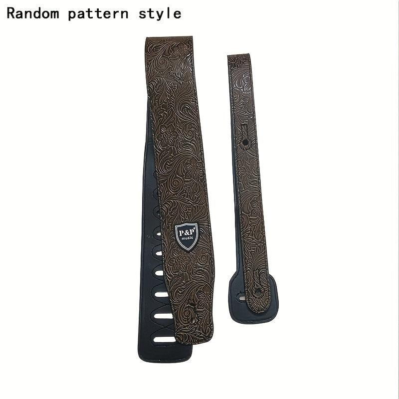 35 Cm Guitar Strap PU Leather Adjustable Embroidered Belt For Classical Bass