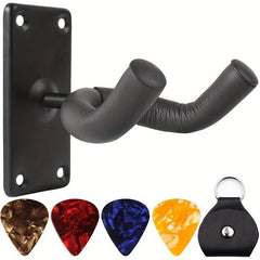 Guitar Wall Mount Hook Holder Racks With Pick Bag 4 Picks Bass Ukulele Bracket