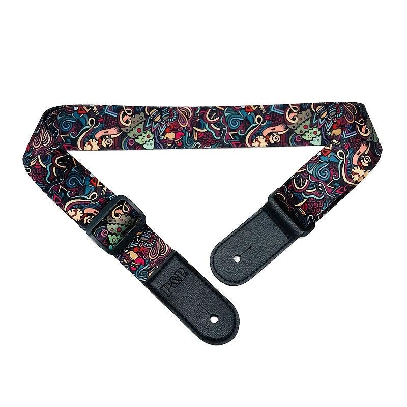 PU Leather Guitar Strap Pattern Strap Fits Acoustic Guitar