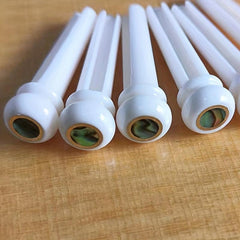 6pcs Copper Inlaid Cow Bone Rings with Green Shell & Guitar Strings