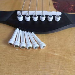 6pcs Copper Inlaid Cow Bone Rings with Green Shell & Guitar Strings