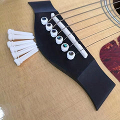 6pcs Copper Inlaid Cow Bone Rings with Green Shell & Guitar Strings