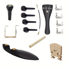 15 Piece Violin Ebony Accessories Set with String Plate Tailpiece Chin Rest
