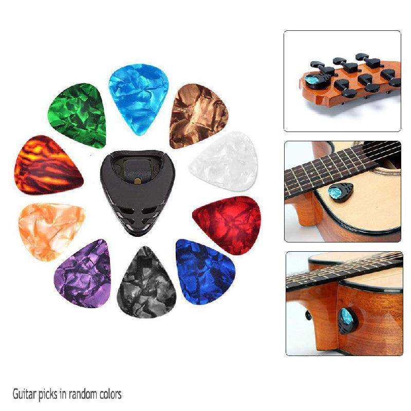 50pc Guitar Pick Set w/ Stick on Holder for Acoustic Electric Bass Ukulele