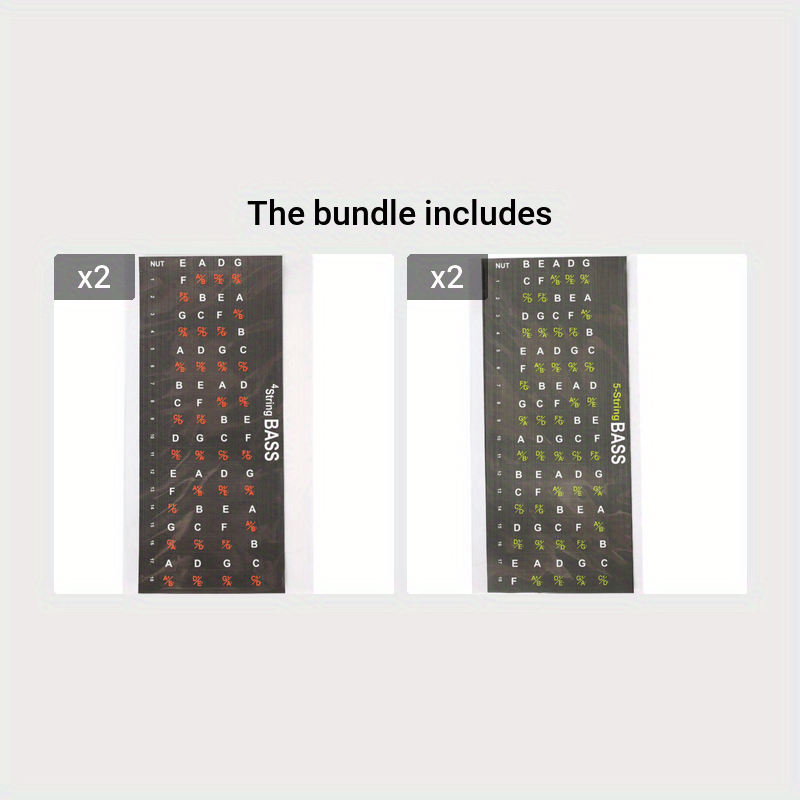 Bass Guitar Scale Sticker Set - Learn Notes, Chords, Scales Easily