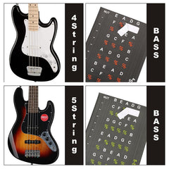 Bass Guitar Scale Sticker Set - Learn Notes, Chords, Scales Easily