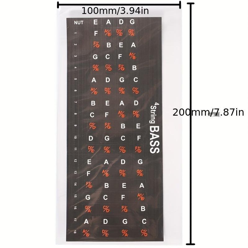 Bass Guitar Scale Sticker Set - Learn Notes, Chords, Scales Easily