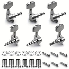 6pcs Enclosed Wooden Guitar Knobs Metal String Tuning Knobs 3 Left 3 Right