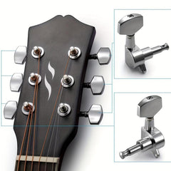 6pcs Enclosed Wooden Guitar Knobs Metal String Tuning Knobs 3 Left 3 Right