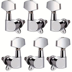 6pcs Enclosed Wooden Guitar Knobs Metal String Tuning Knobs 3 Left 3 Right