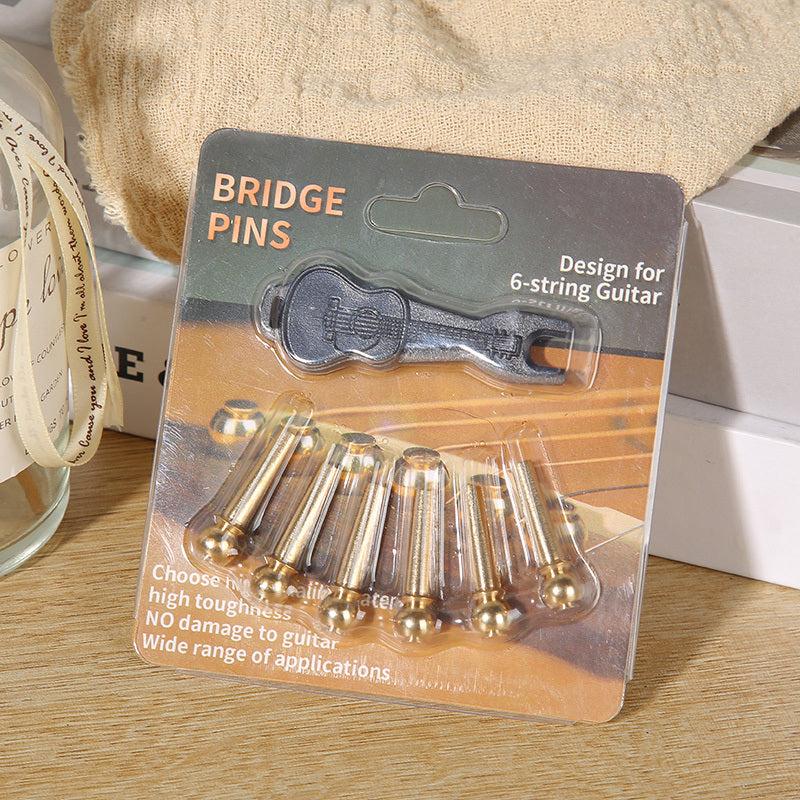 6pcs Brass Guitar Bridge Pins Set with Puller for String Replacement