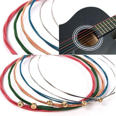6 Pack Colorful Folk Loose Steel Guitar Strings for Wood Guitars