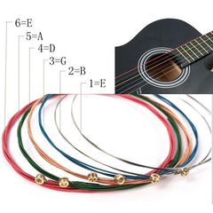 6 Pack Colorful Folk Loose Steel Guitar Strings for Wood Guitars