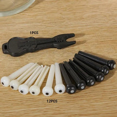 13pcs Guitar Bridge Pins Set with ABS Bass Pins & Puller