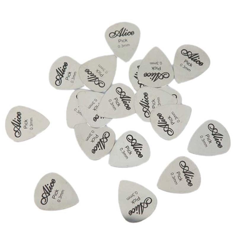 10pcs Silvery Guitar Picks 0.3mm Thin Durable Bass Ukelele