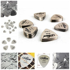 10pcs Silvery Guitar Picks 0.3mm Thin Durable Bass Ukelele