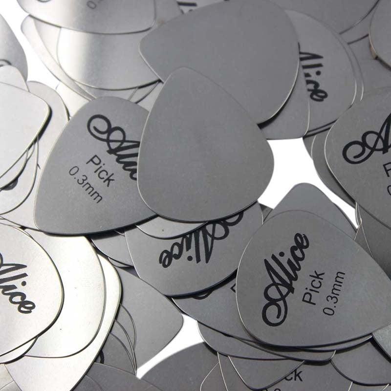 10pcs Silvery Guitar Picks 0.3mm Thin Durable Bass Ukelele