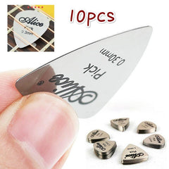 10pcs Silvery Guitar Picks 0.3mm Thin Durable Bass Ukelele