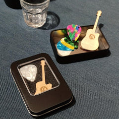Celluloid Guitar Paddles 15 0 46MM 8 0 71MM 4 0 96MM 3 Matte Iron Box