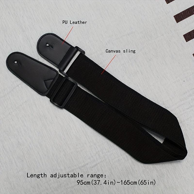 Guitar Strap PU Leather & Canvas Webbing Wear Resistant Adjustable Range