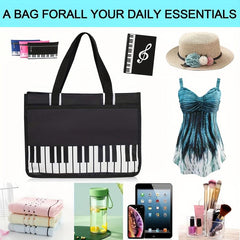 Piano Keys Handbag Waterproof Nylon Cloth Women Casual Shoulder Bag