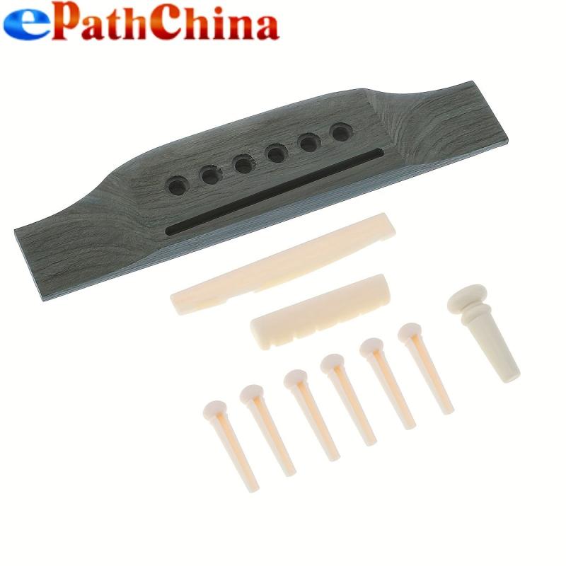 Wooden Guitar Bridge Pins Saddle Nut Set for 40 41 Inches Acoustic Guitar
