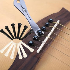 12 Pcs Acoustic Guitar Bridge Pins Set + Puller Remover & Saddle Nut Pegs
