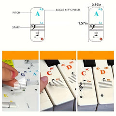 88 61 54 49 37 Keys Piano Sticker Transparent Keyboard Notes Sticker