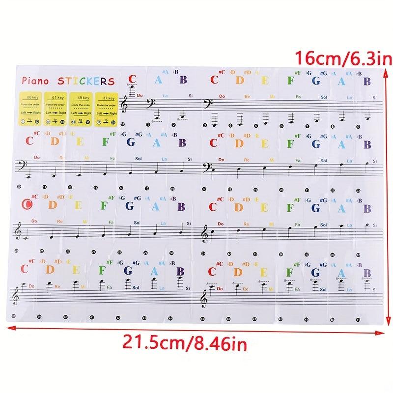 88 61 54 49 37 Keys Piano Sticker Transparent Keyboard Notes Sticker