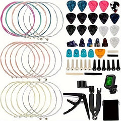 64pcs Guitar Accessories with Strings, Capo, Pick, Tuner & More