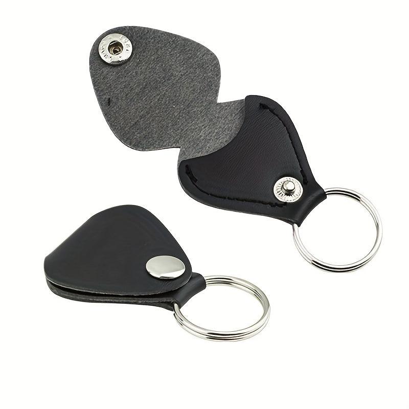 Leather Guitar Pick Bag Clip Keychain