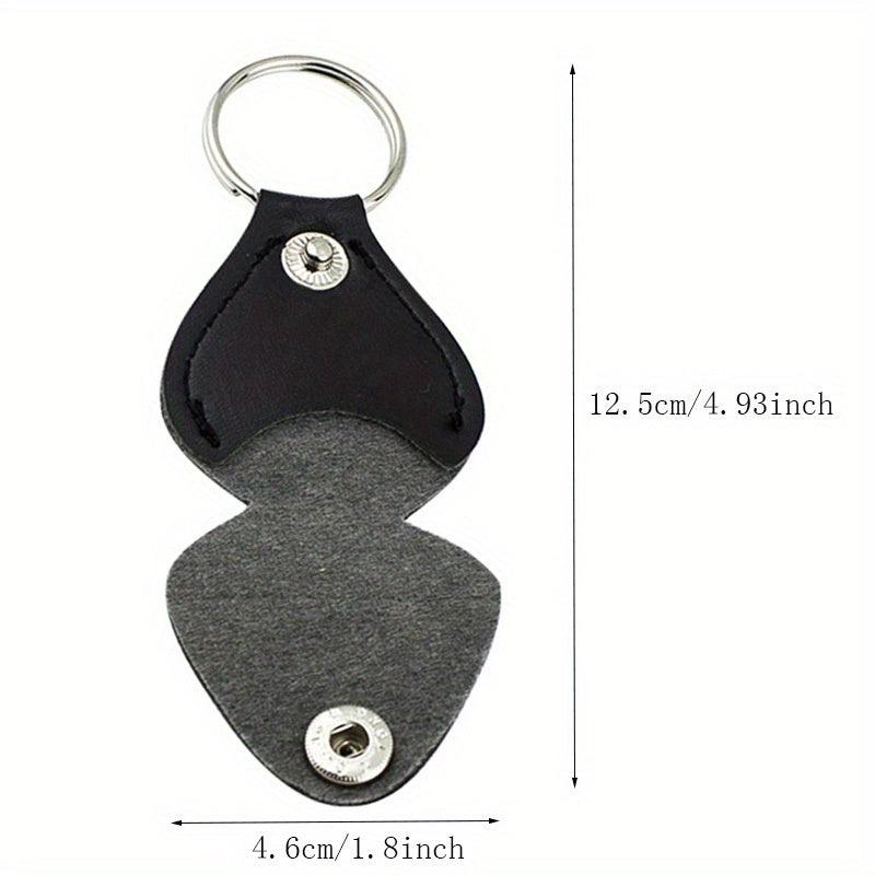 Leather Guitar Pick Bag Clip Keychain