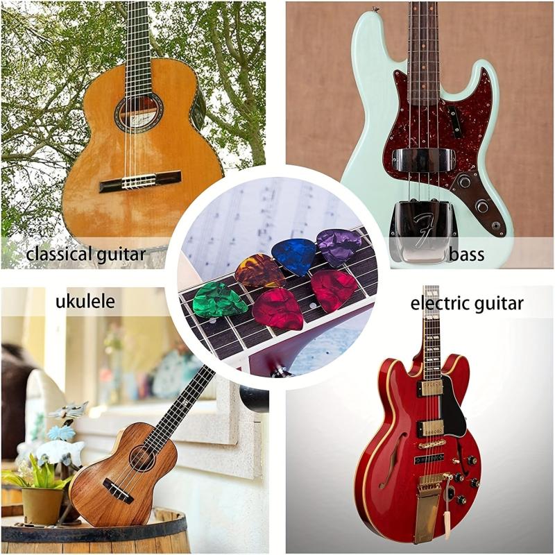 30 Guitar Picks w/ Holder Plectrums for Electric Acoustic Bass Guitar