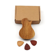 Solid Wood Guitar Pick Storage Box with 3 Compartments