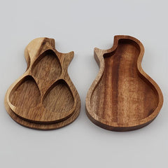 Solid Wood Guitar Pick Storage Box with 3 Compartments