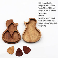 Solid Wood Guitar Pick Storage Box with 3 Compartments