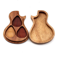 Solid Wood Guitar Pick Storage Box with 3 Compartments