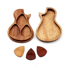 Solid Wood Guitar Pick Storage Box with 3 Compartments
