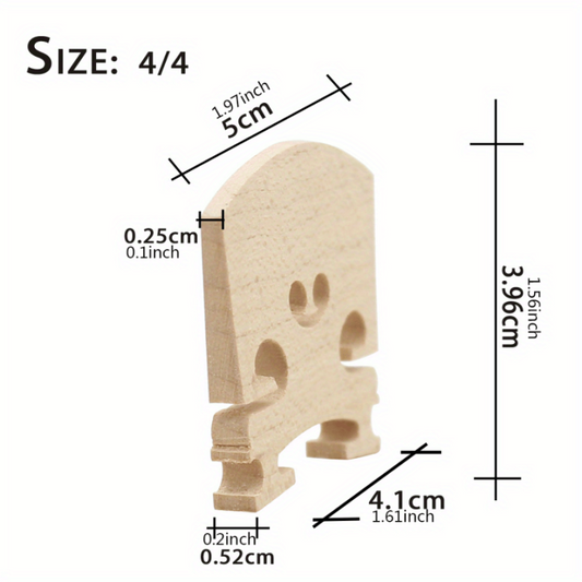 High Maple Violin Bridge 4/4-1/8 Sizes