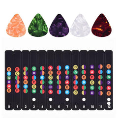 Guitar Scale Beginner Fingerboard Sticker & 5 Random Picks