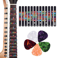 Guitar Scale Beginner Fingerboard Sticker & 5 Random Picks