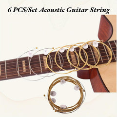 6pcs Acoustic Guitar Strings Brass Hexagonal Steel Core Strings