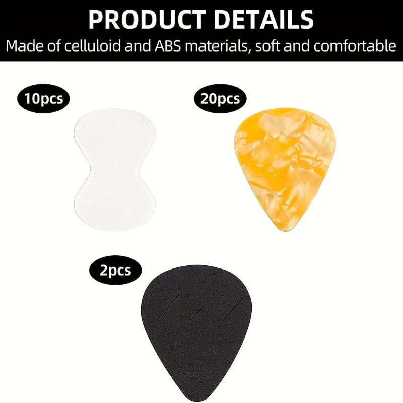 12 Guitar Paddles with 2 Storage Boxes, 10 Anti-Slip Stickers